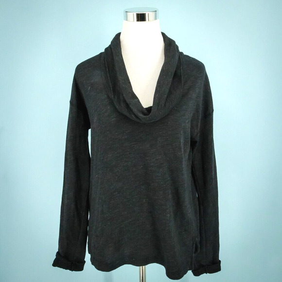 Standard James Perse 2 Size Medium M Heathered Black Gray Cowl Knit Sweater - Picture 1 of 4